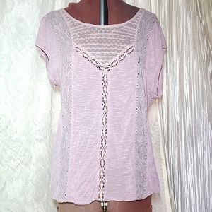 Free People Embroidered Lacey Lavender Top